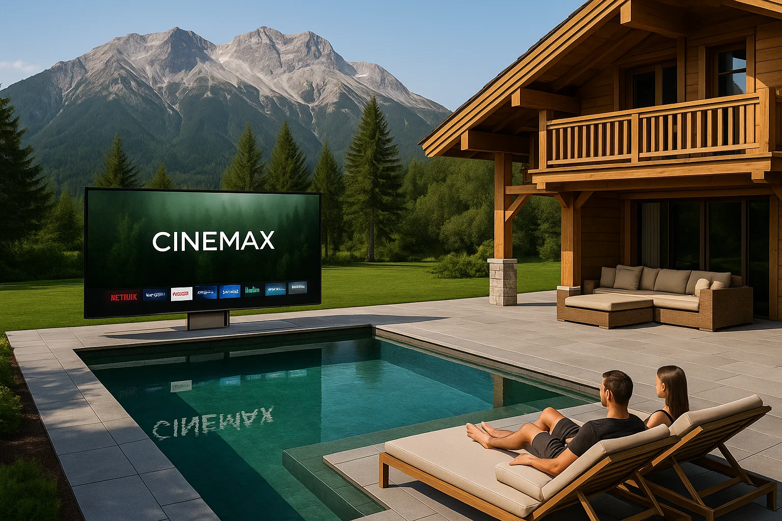 CINEMAX chalet piscine montagne